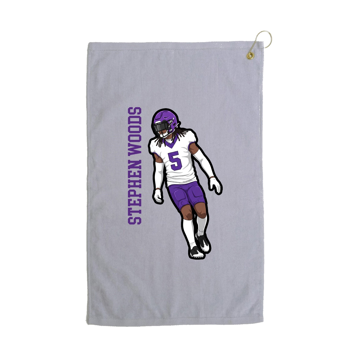 Golf Towel — Name Vertical in Grey