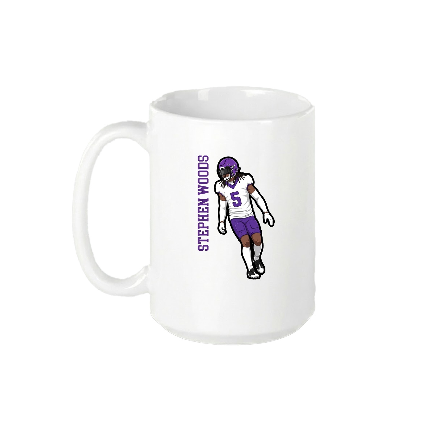15oz Coffee Mug — Name Vertical in White