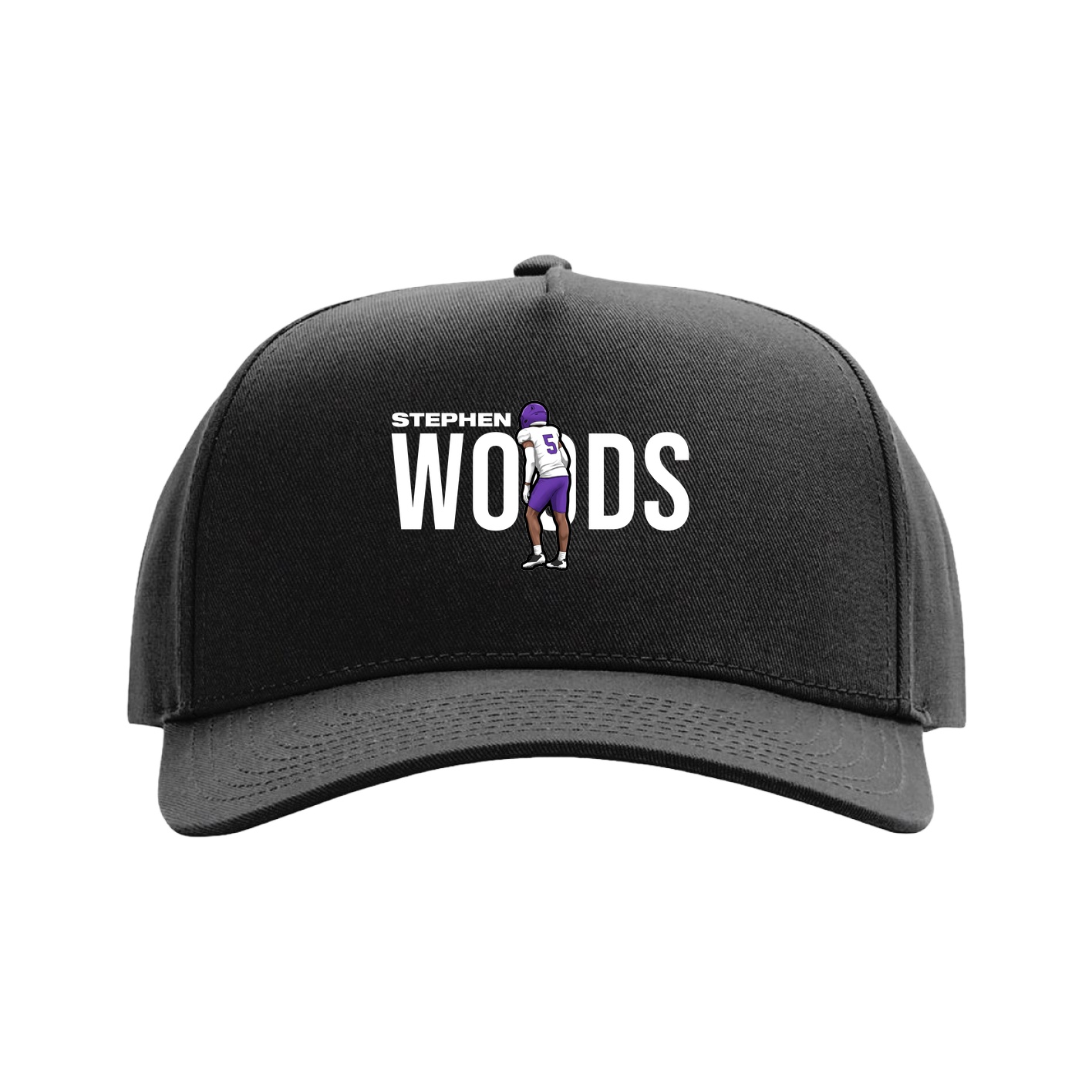 Full Fabric Five-Panel Champ Cap — Player Name in Black