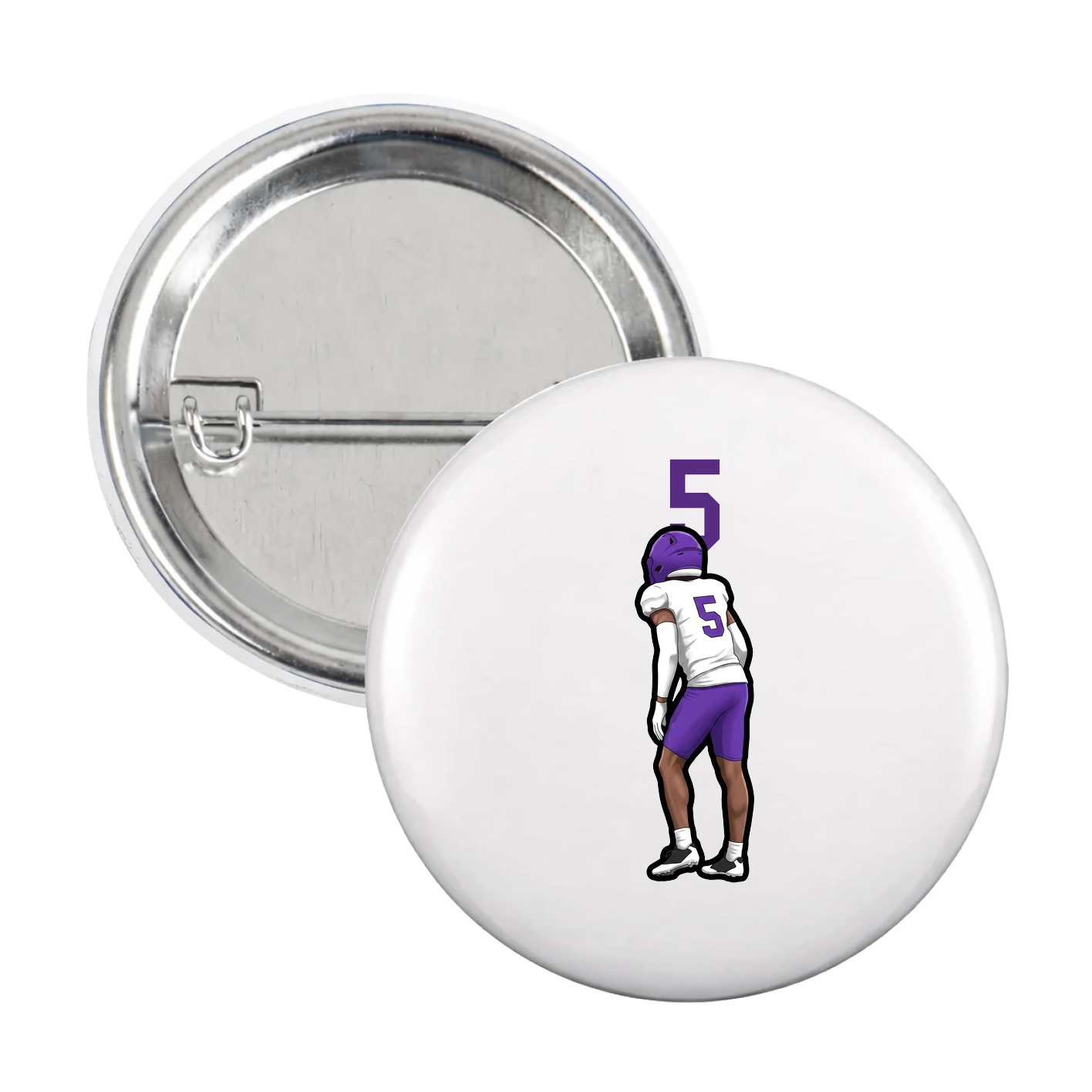 Game Day Button — Number Top in White