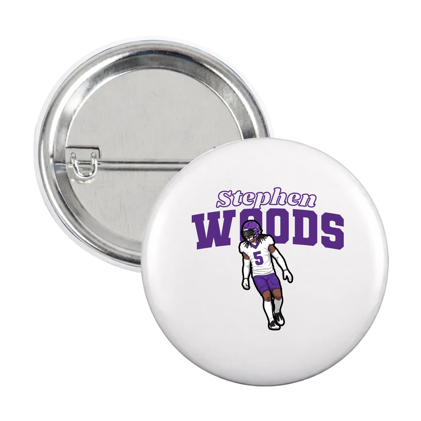 Game Day Button — Name Arch in White
