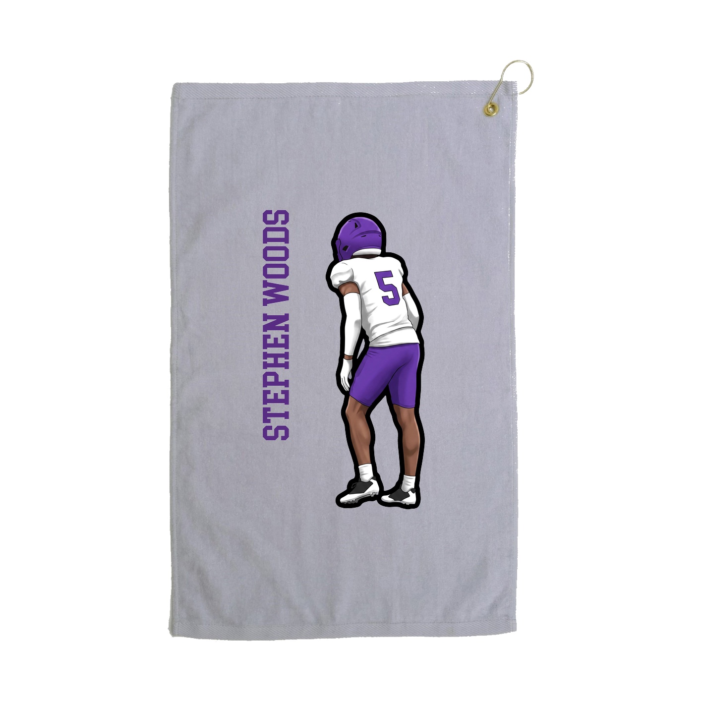 Golf Towel — Name Vertical in Grey