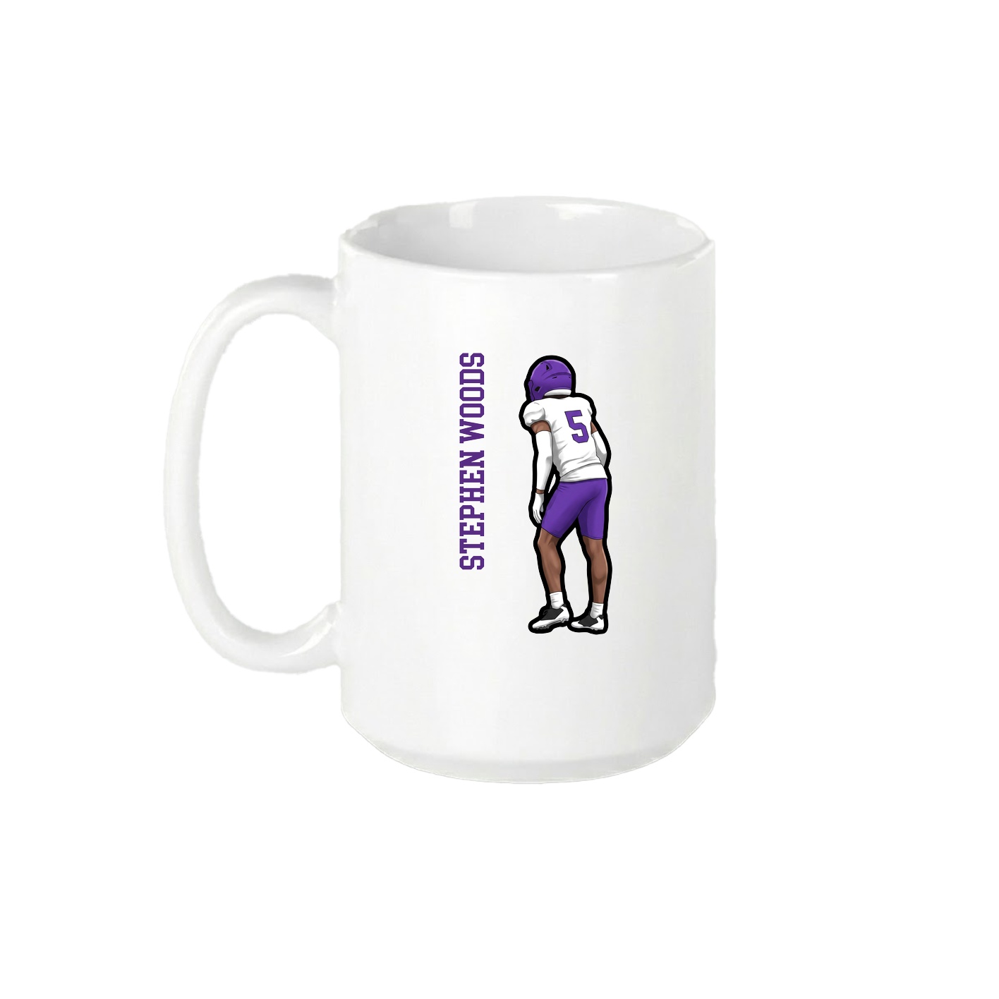 15oz Coffee Mug — Name Vertical in White