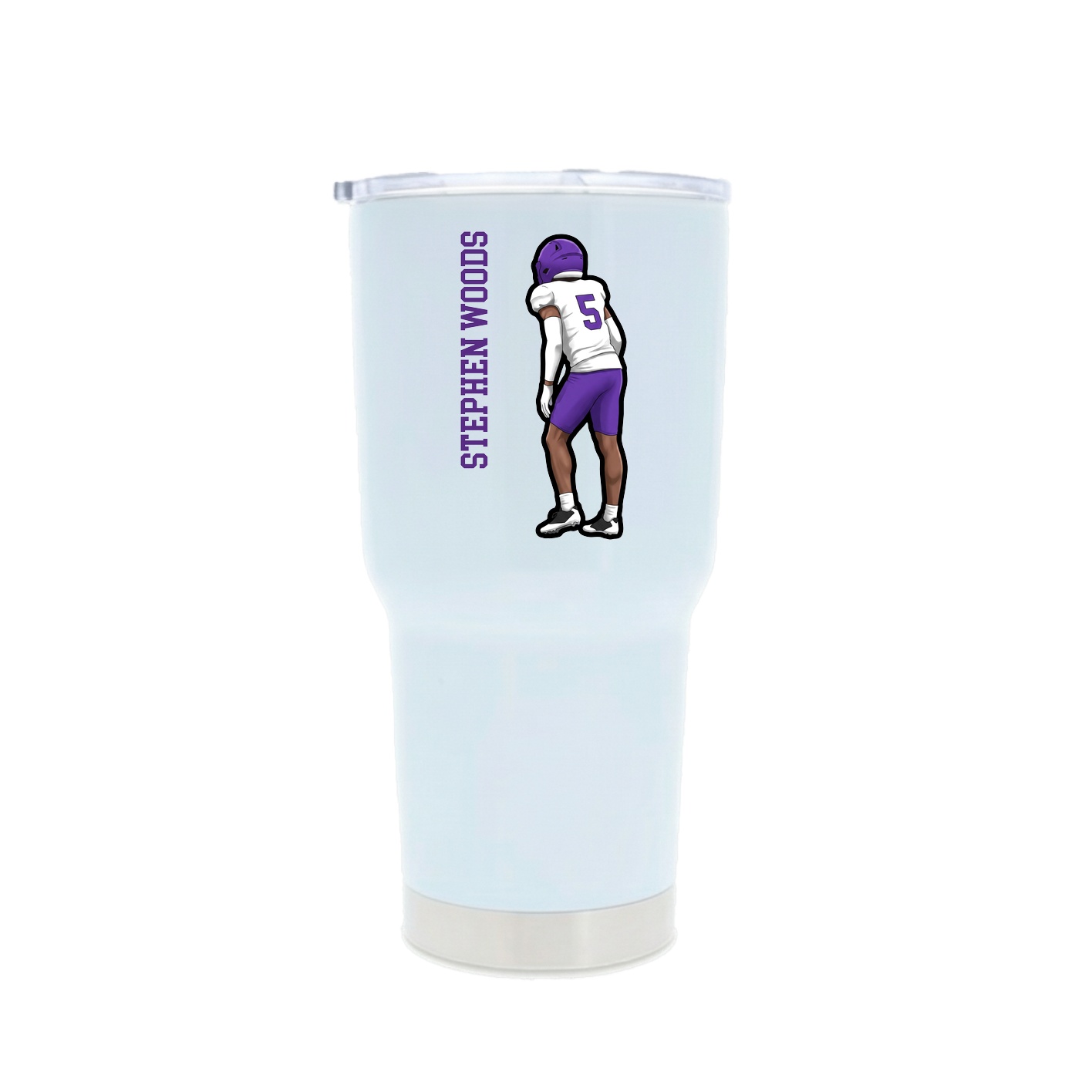 30oz Stainless Steel Tumbler — Name Vertical in White
