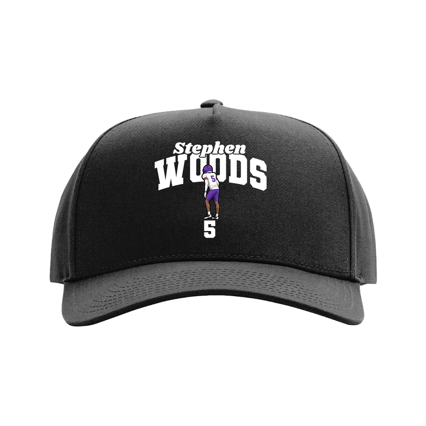 Full Fabric Five-Panel Champ Cap — Signature Arch in Black