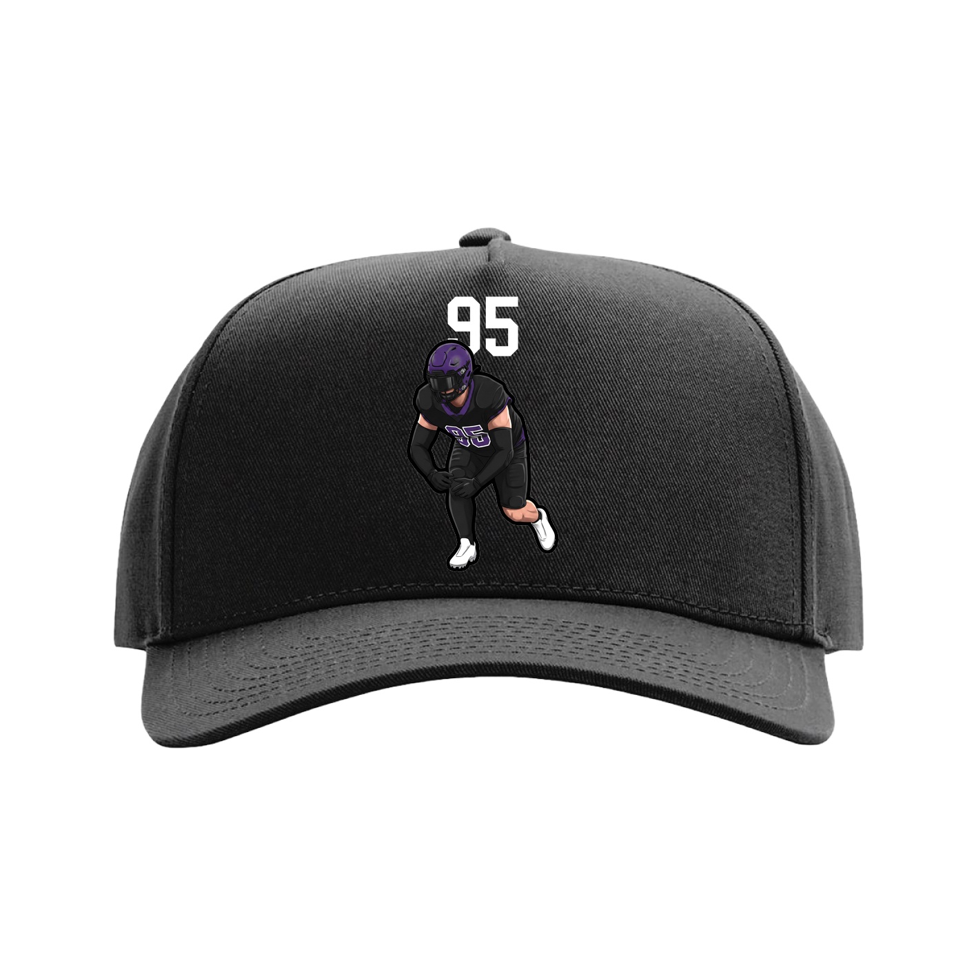 Full Fabric Five-Panel Champ Cap — Number Top in Black