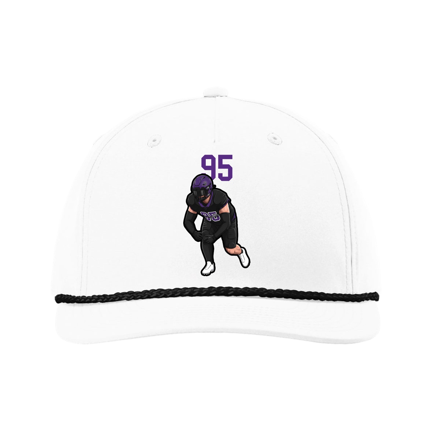 Five-Panel Classic Rope Cap — Number Top in White