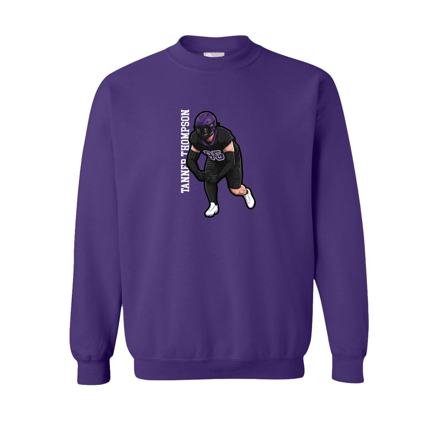 Fleece Crew — Name Vertical in Purple