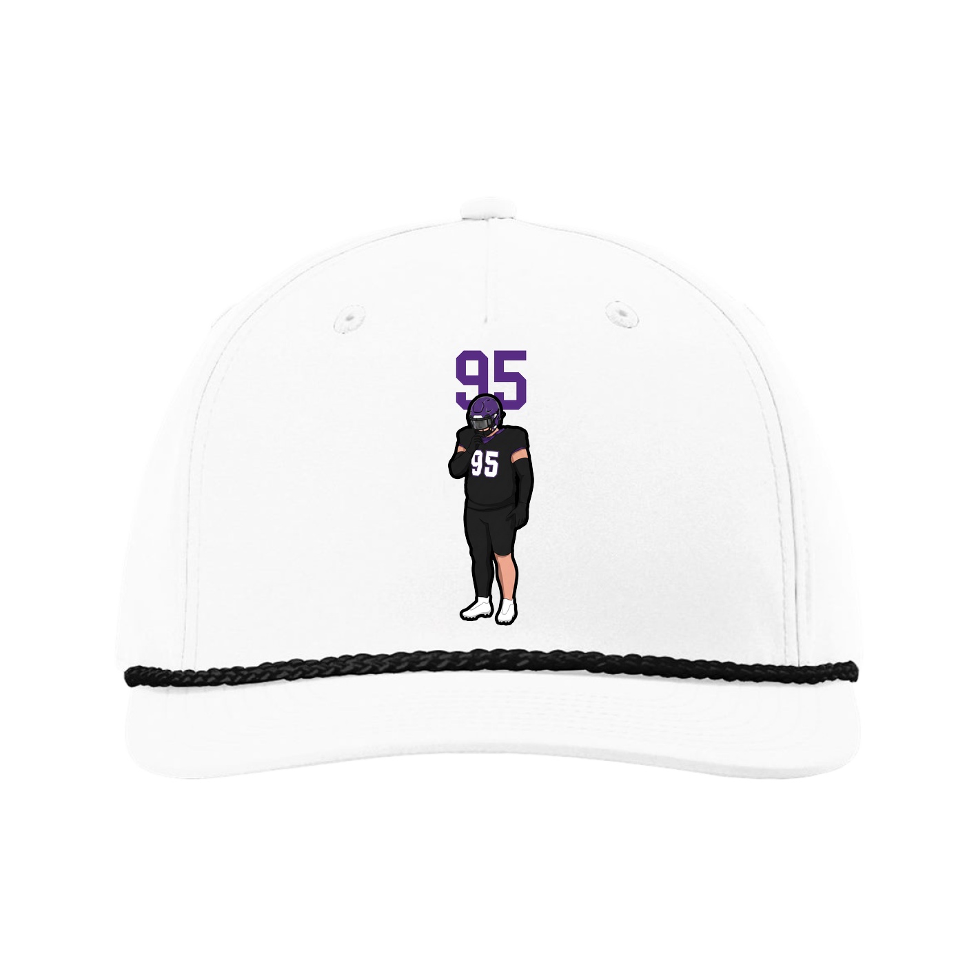 Five-Panel Classic Rope Cap — Number Top in White