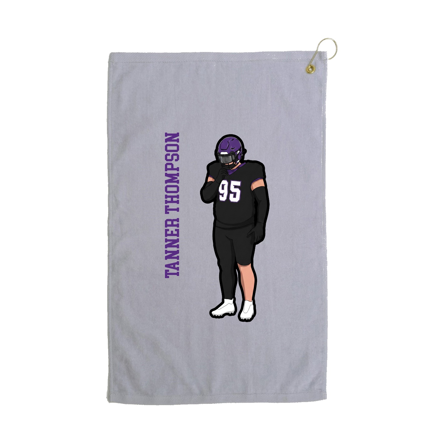 Golf Towel — Name Vertical in Grey