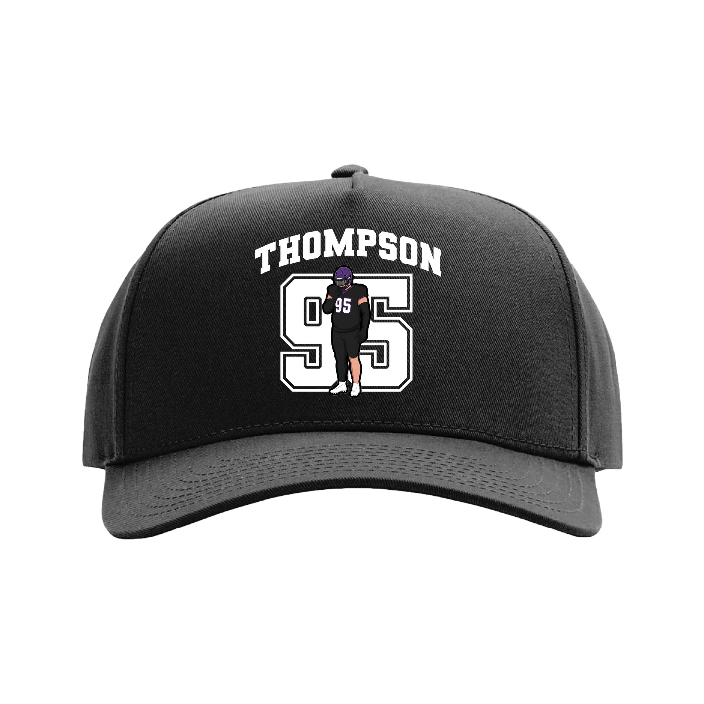 Full Fabric Five-Panel Champ Cap — Number in Black