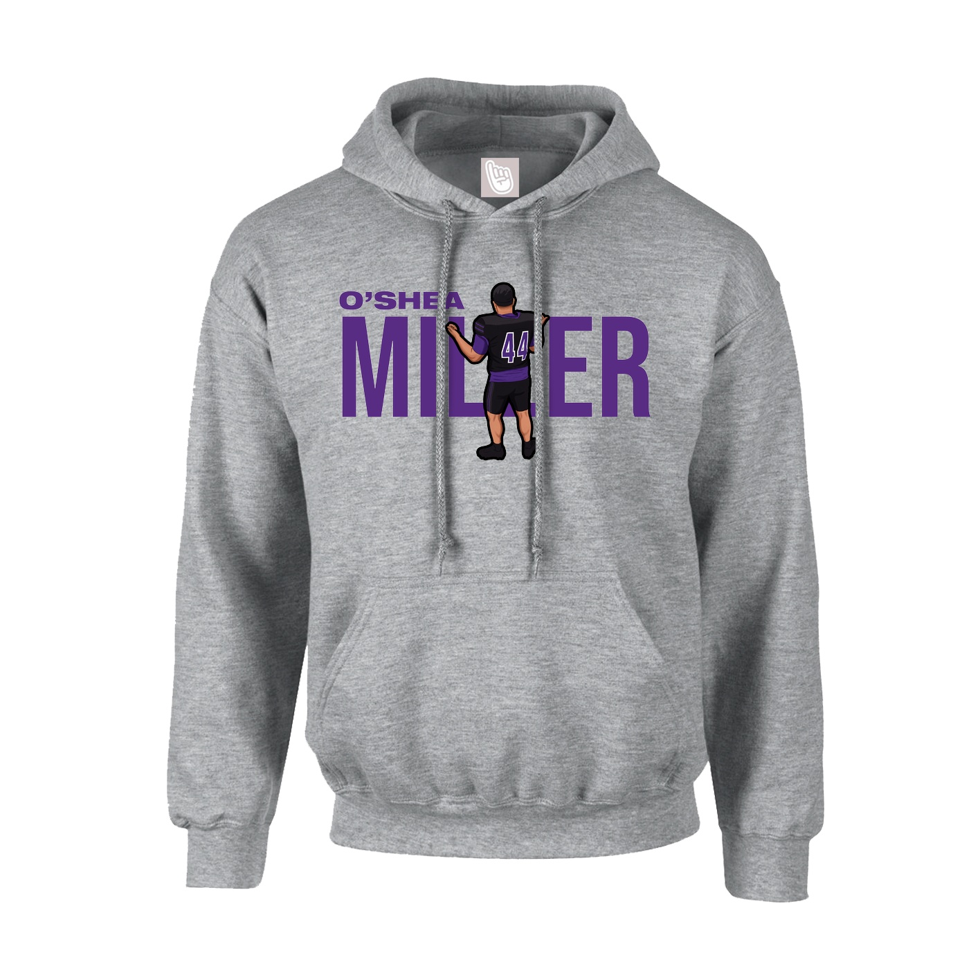 Hoodie — Player Name in Grey