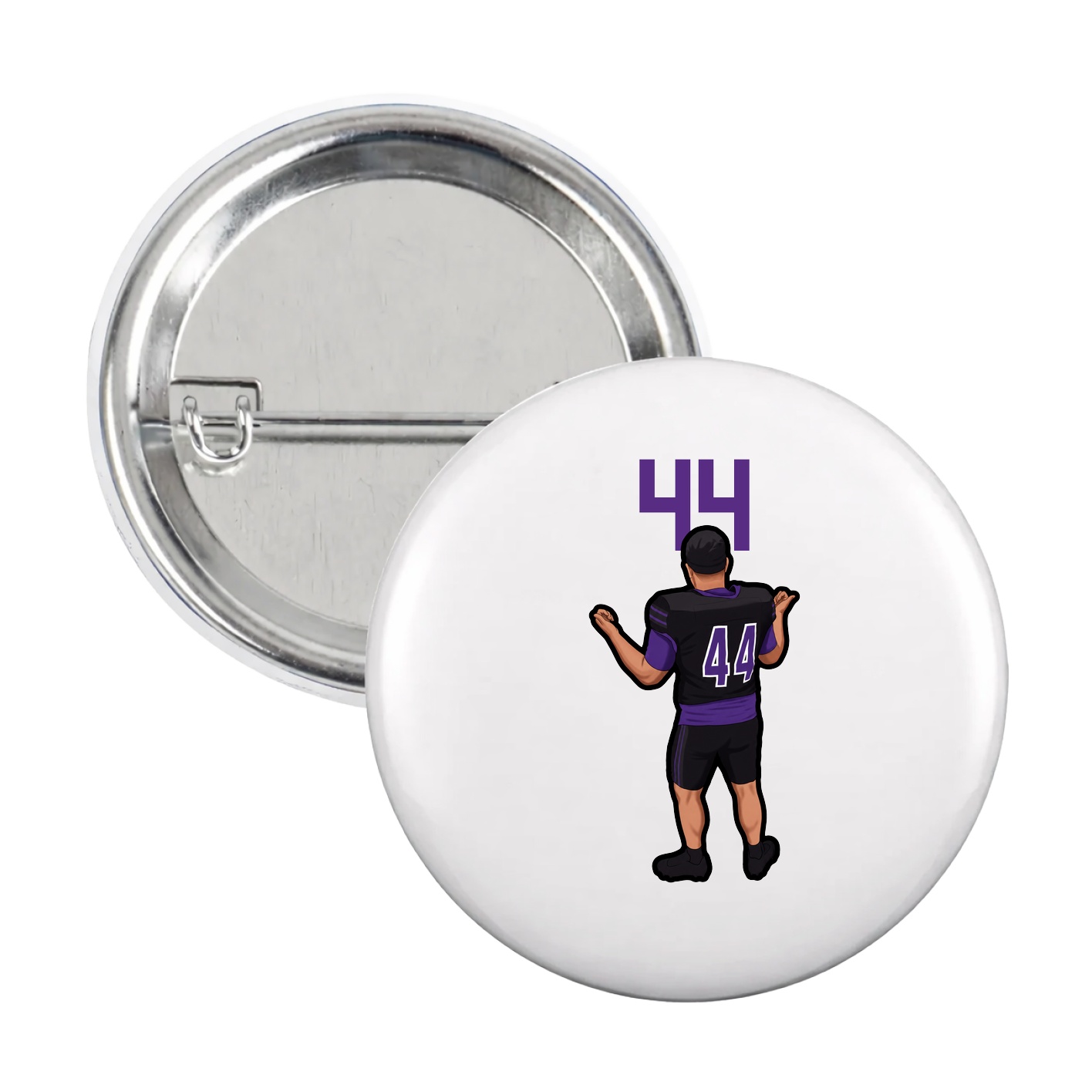 Game Day Button — Number Top in White