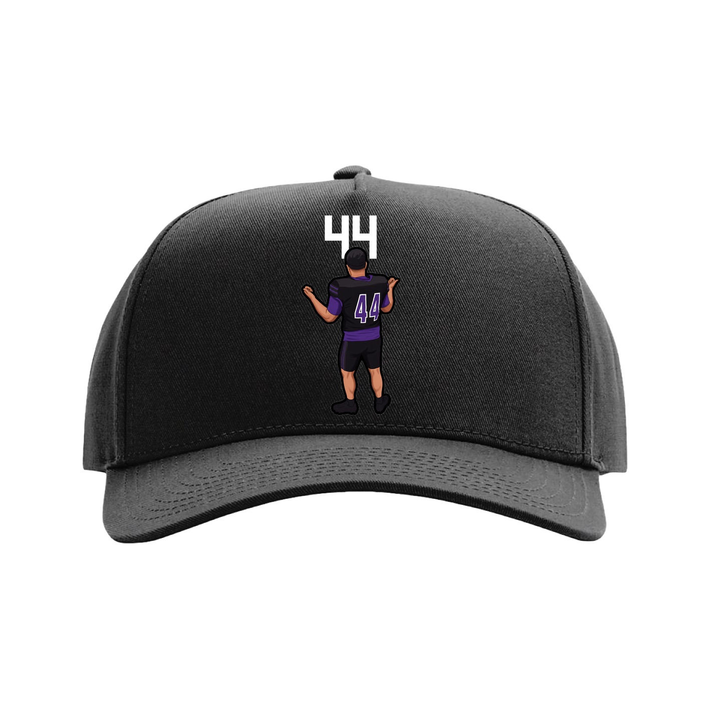 Full Fabric Five-Panel Champ Cap — Number Top in Black