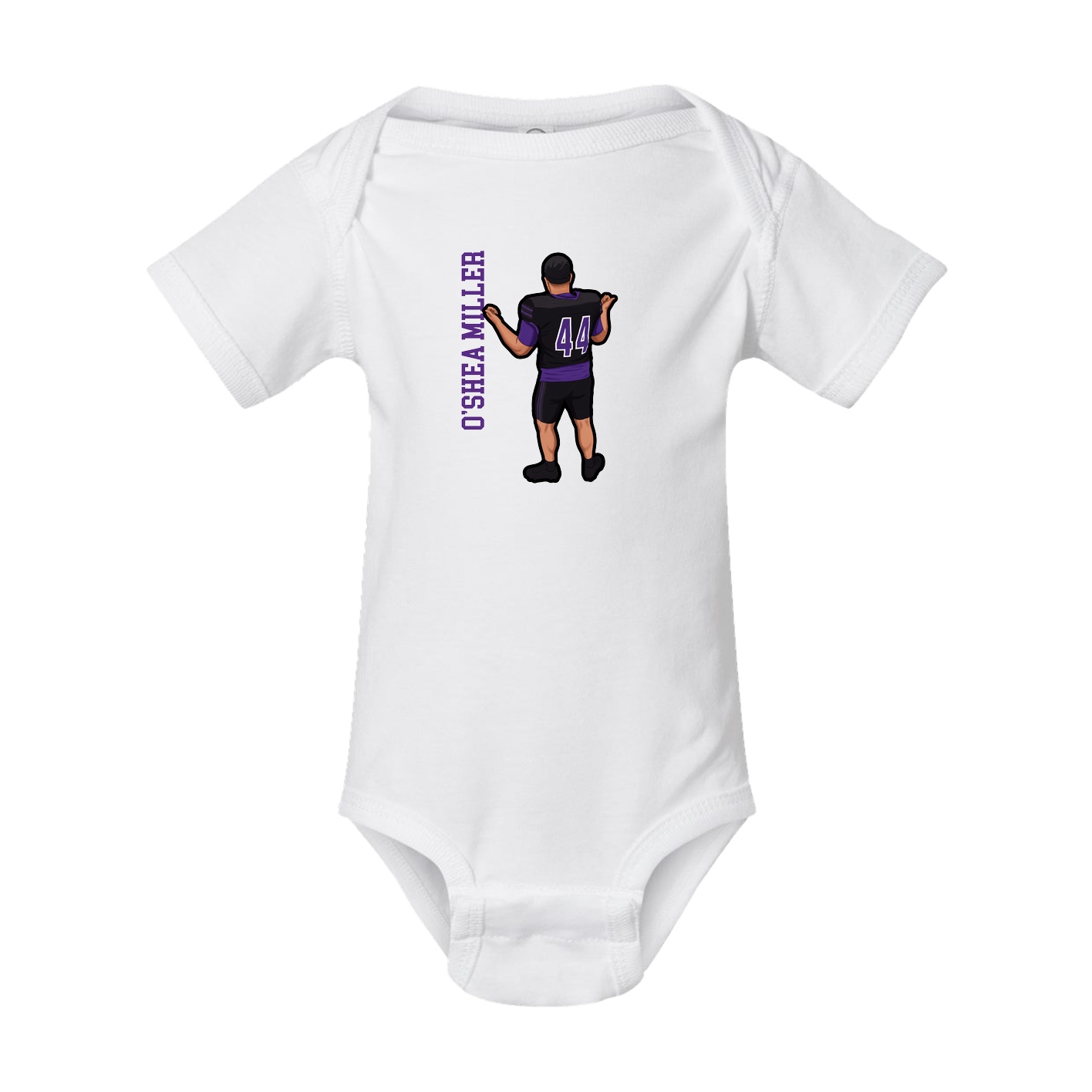 Baby Onesie — Name Vertical in White
