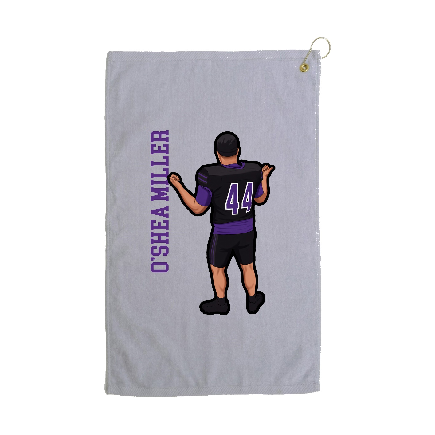 Golf Towel — Name Vertical in Grey