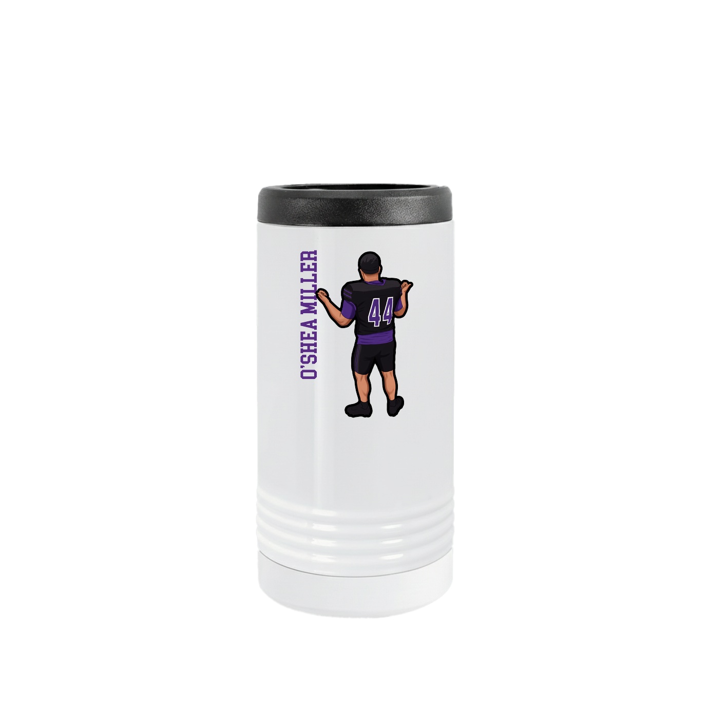 Slim Beverage Holder — Name Vertical in White