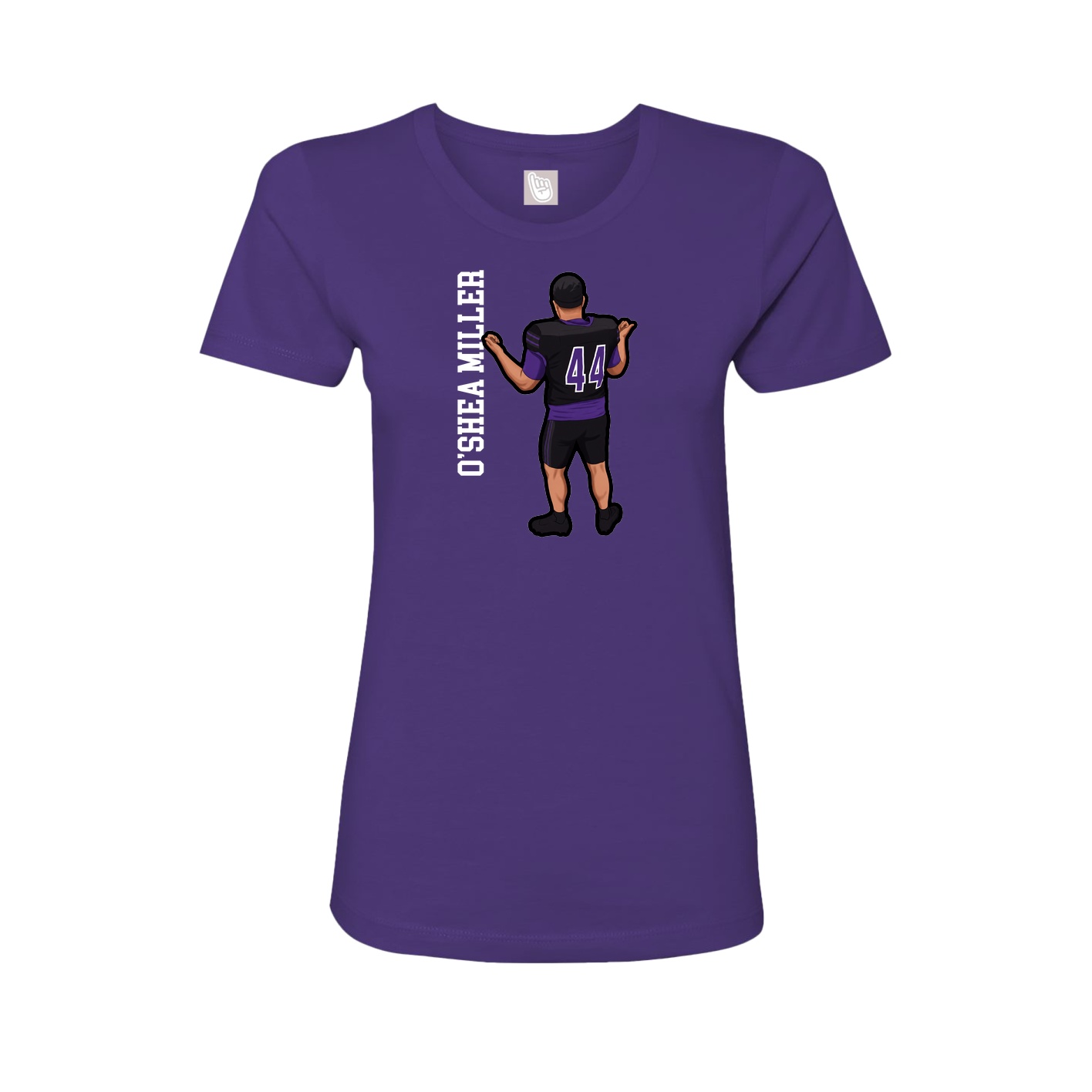 Fitted Women's Tee — Name Vertical in Purple