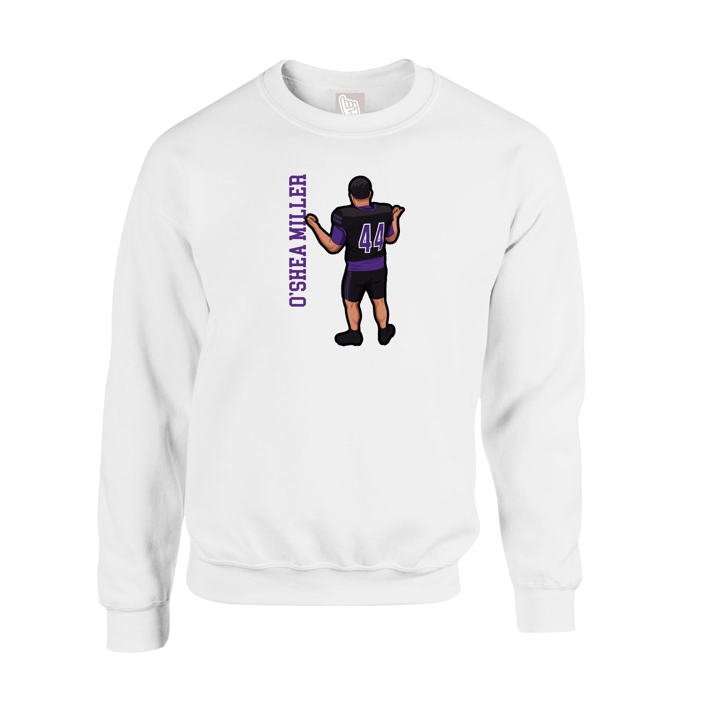 Fleece Crew — Name Vertical in White