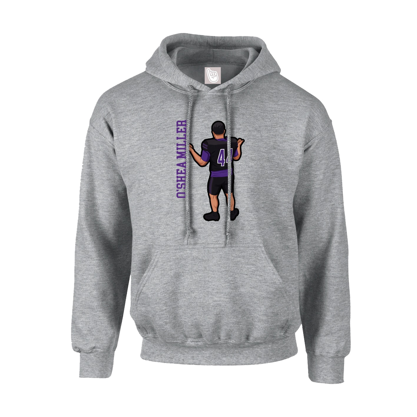 Youth Hoodie — Name Vertical in Grey