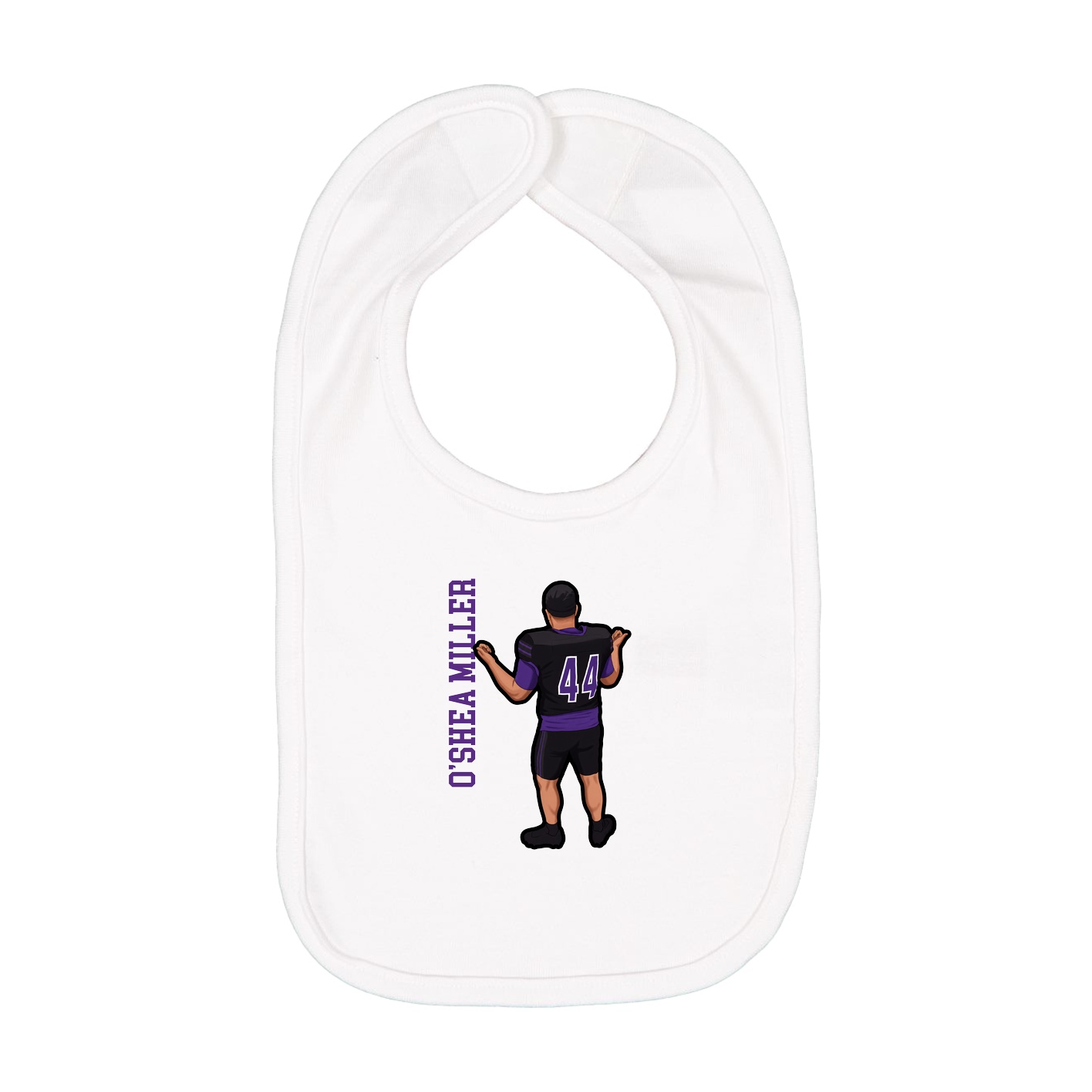 Infant Bib — Name Vertical in White