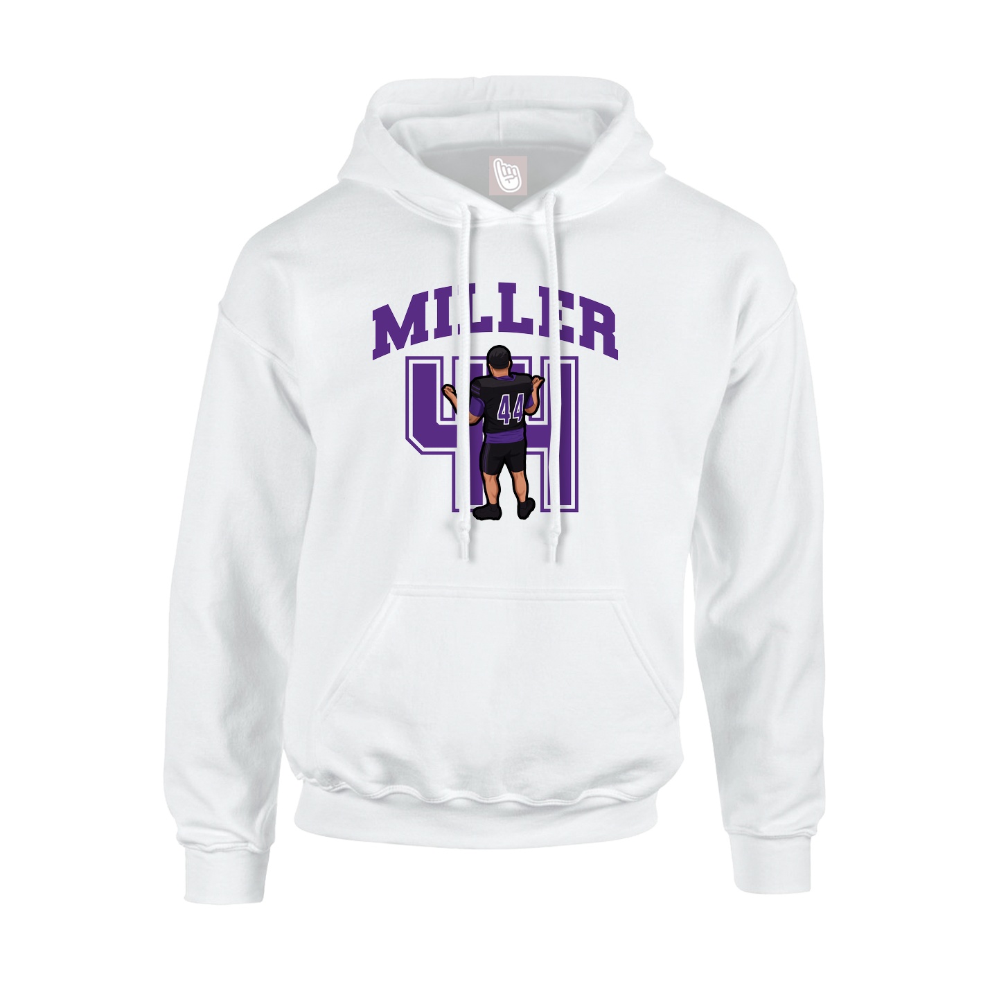 Youth Hoodie — Number in White