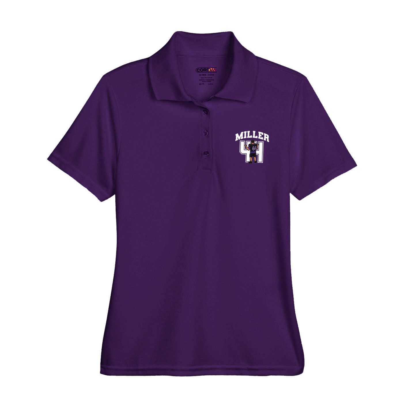 Womens Performance Polo — Number in Purple