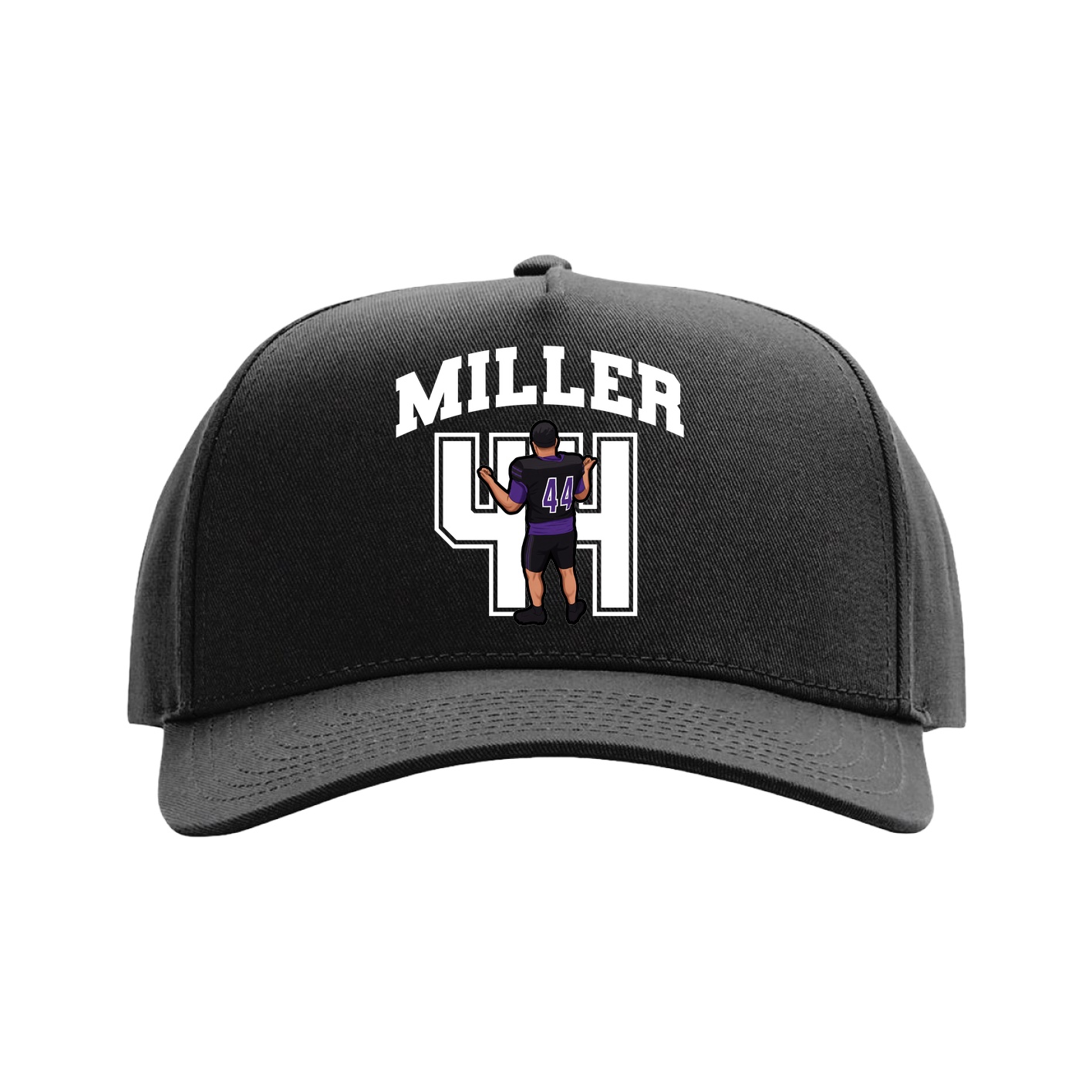 Full Fabric Five-Panel Champ Cap — Number in Black