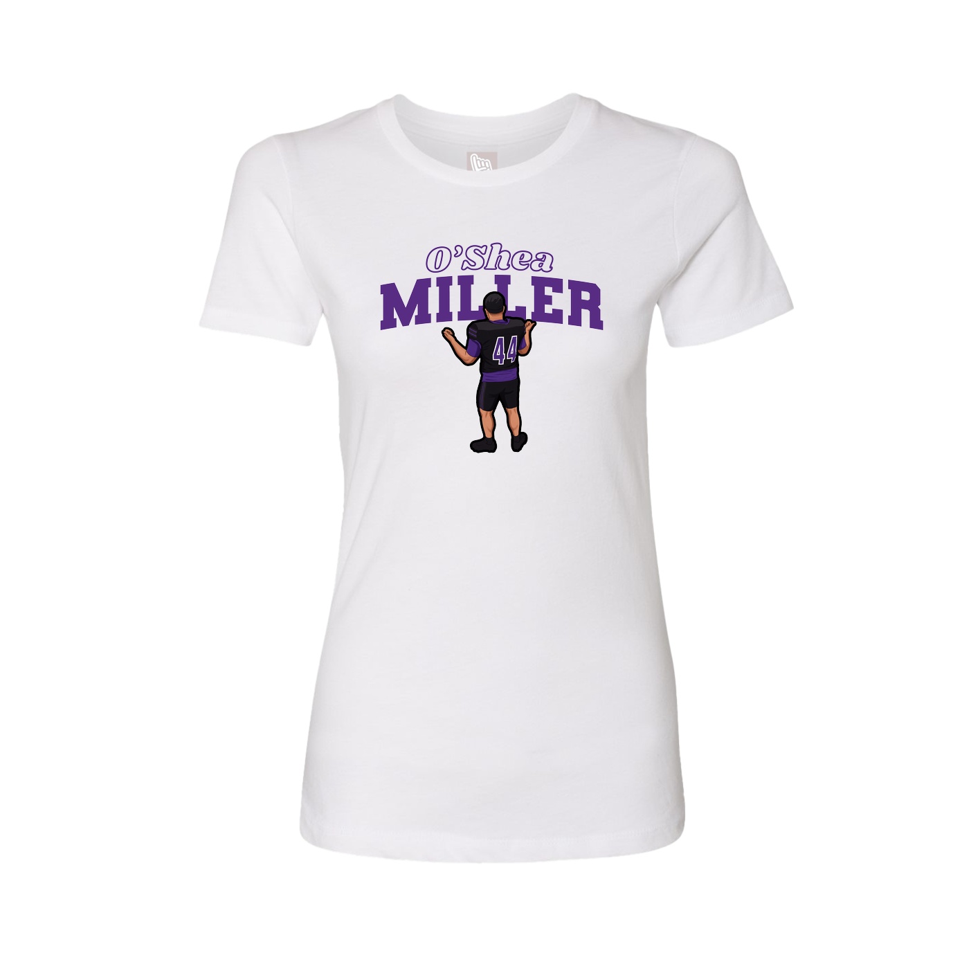 Fitted Women's Tee — Name Arch in White