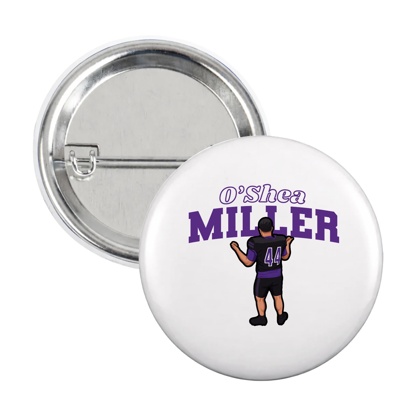 Game Day Button — Name Arch in White