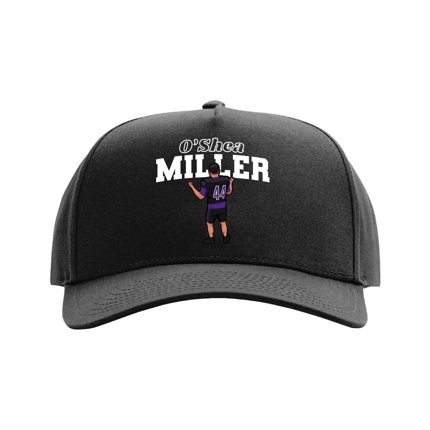 Full Fabric Five-Panel Champ Cap — Name Arch in Black