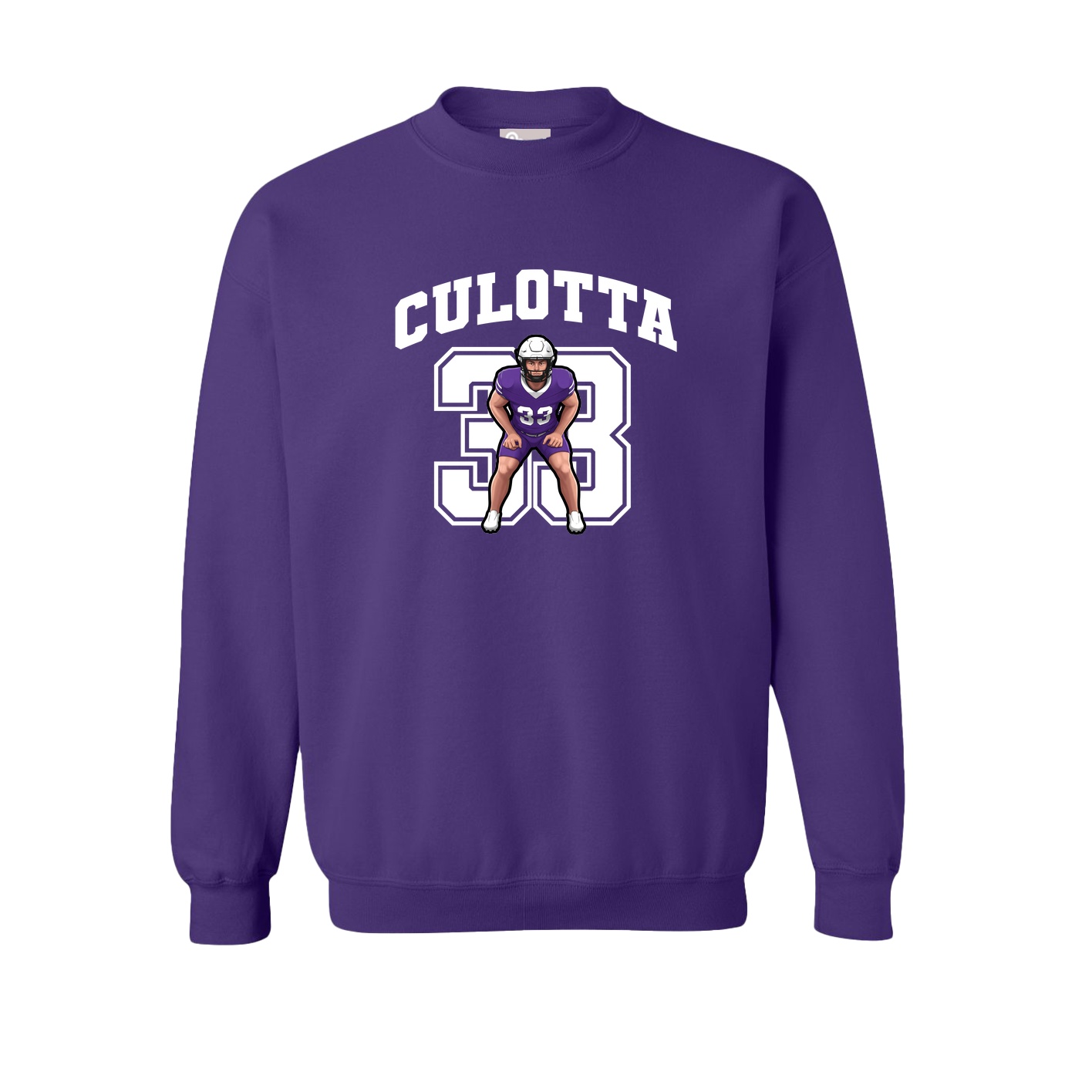 Fleece Crew — Number in Purple