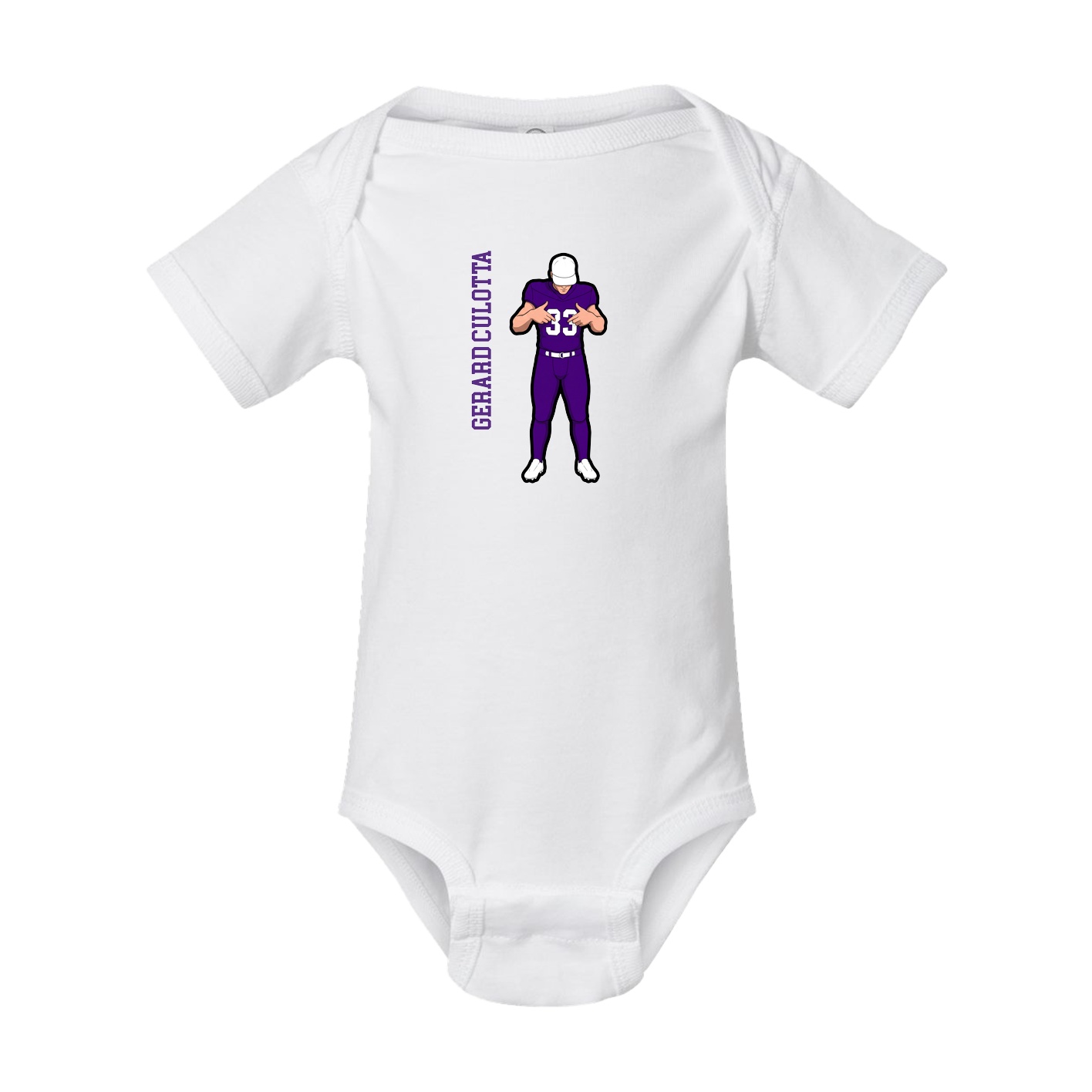 Baby Onesie — Name Vertical in White