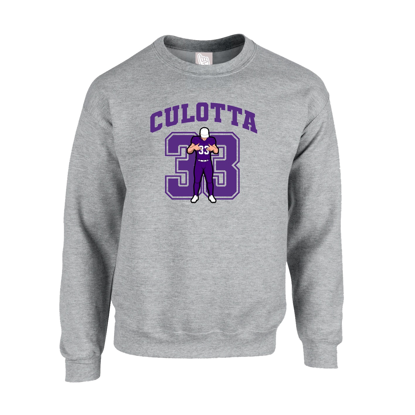 Fleece Crew — Number in Grey