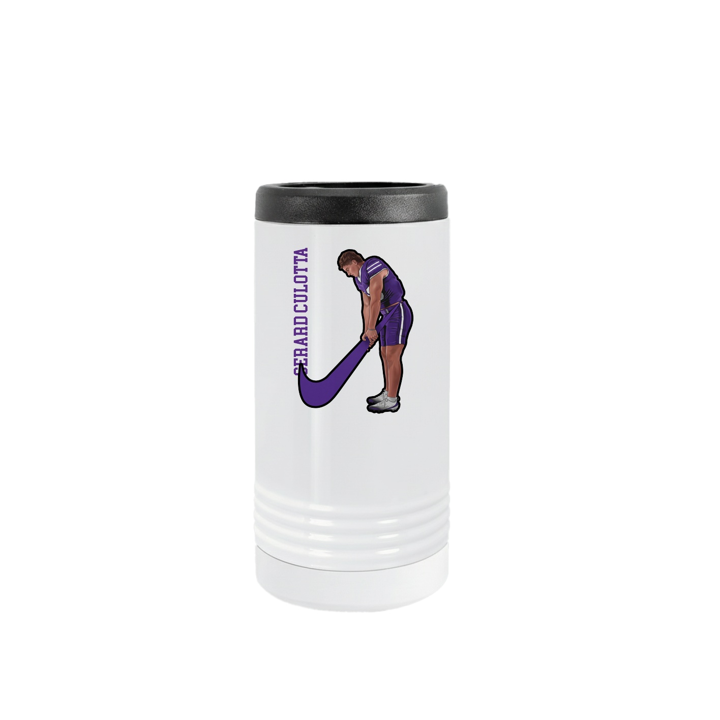 Slim Beverage Holder — Name Vertical in White