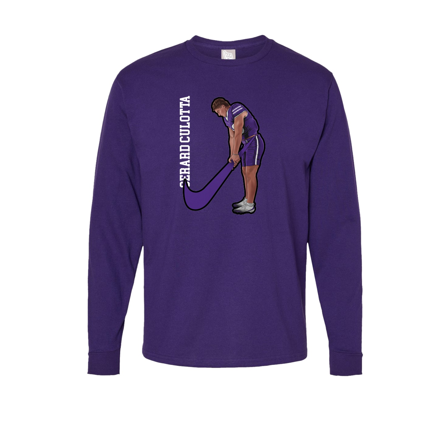 Long Sleeve Tee — Name Vertical in Purple
