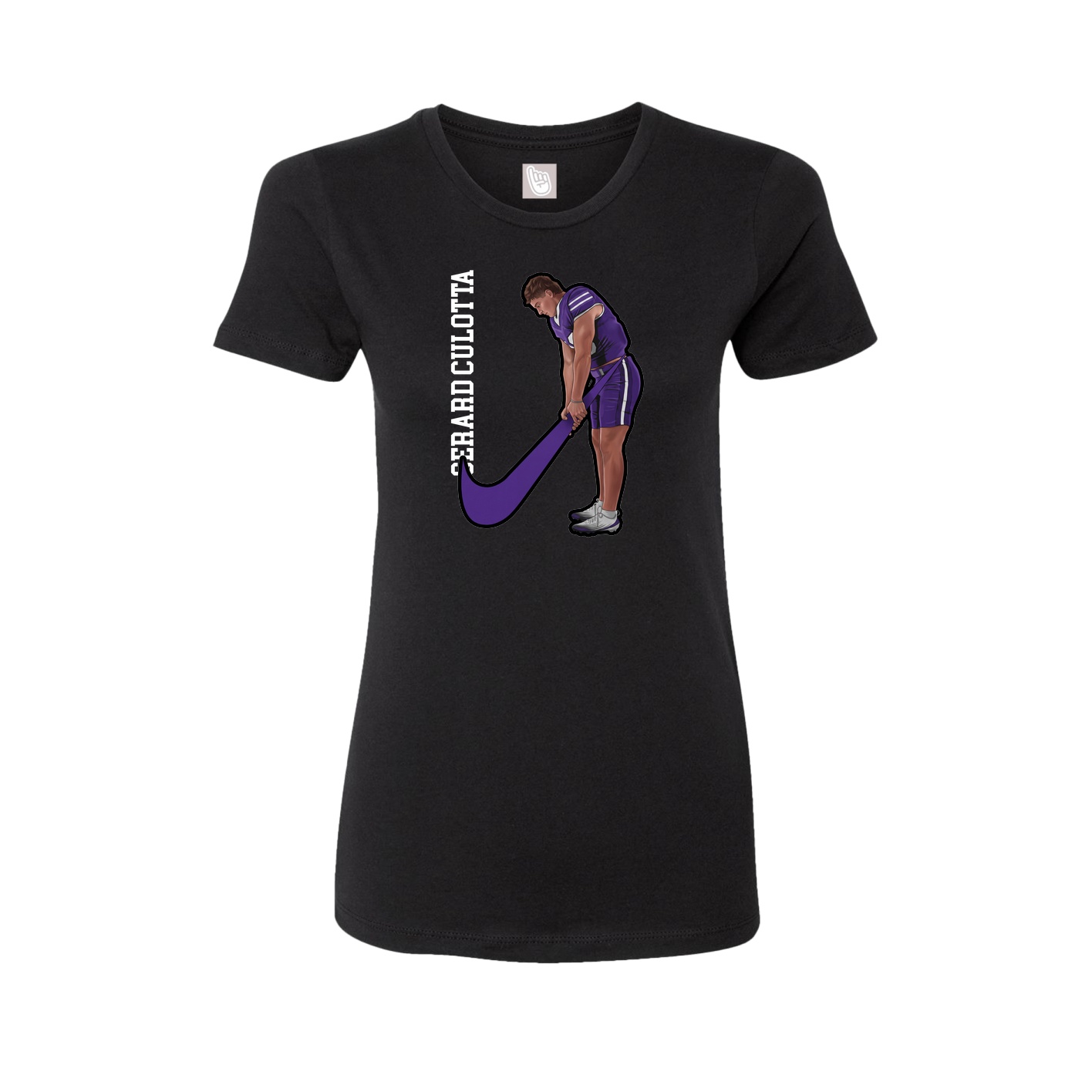 Fitted Women's Tee — Name Vertical in Black
