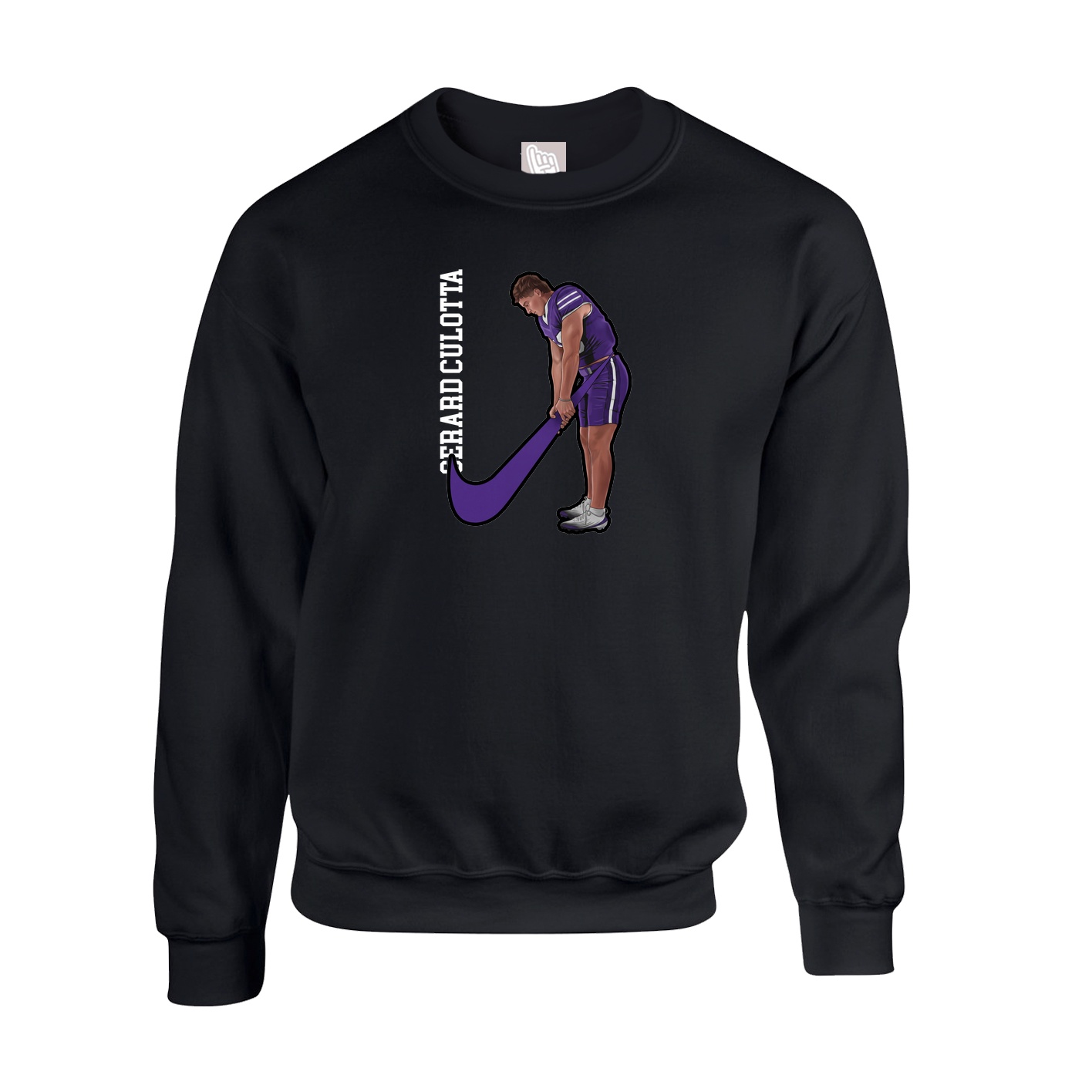 Fleece Crew — Name Vertical in Black