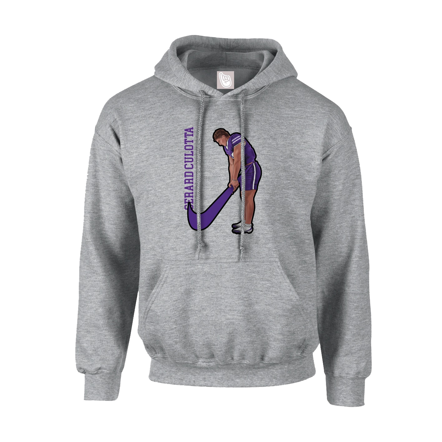 Youth Hoodie — Name Vertical in Grey