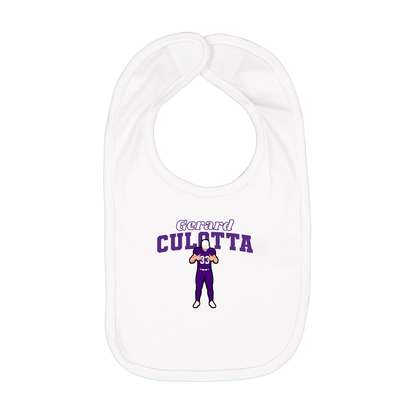 Infant Bib — Name Arch in White