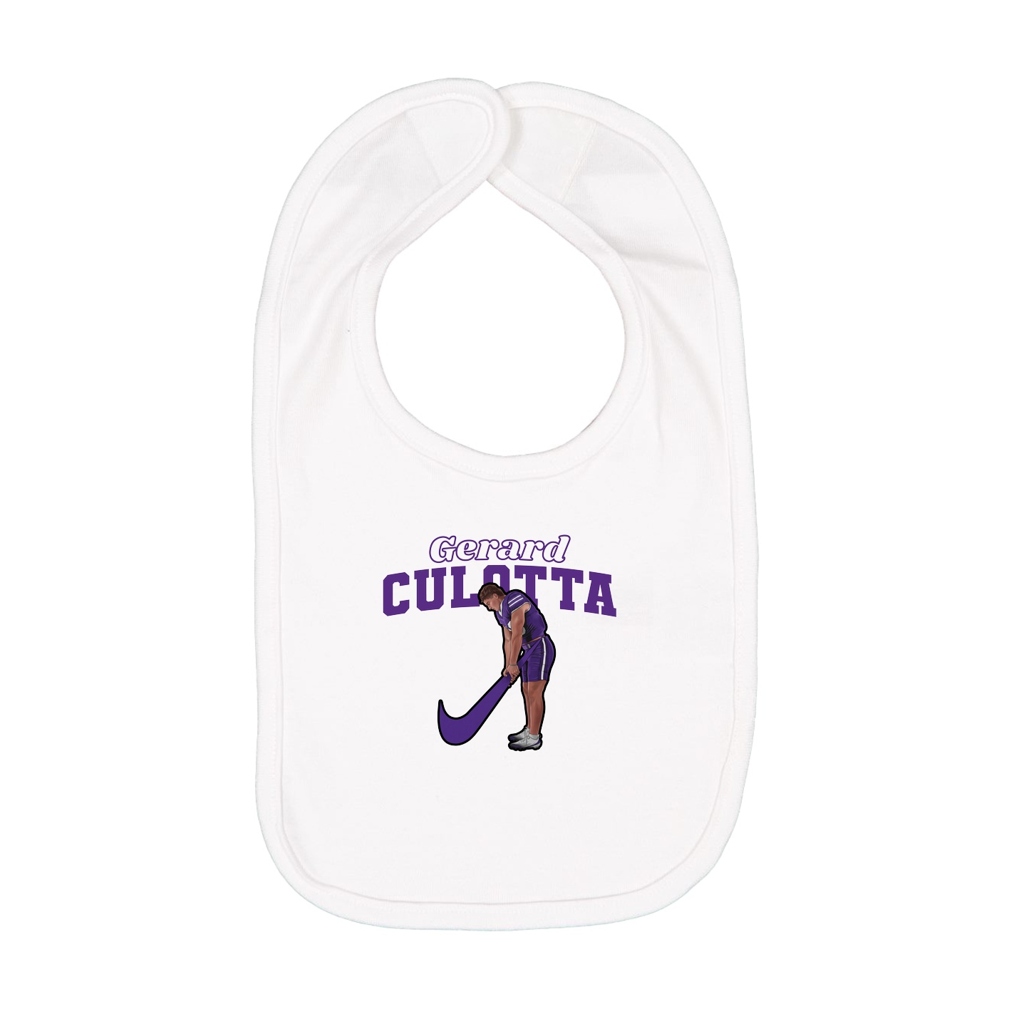 Infant Bib — Name Arch in White