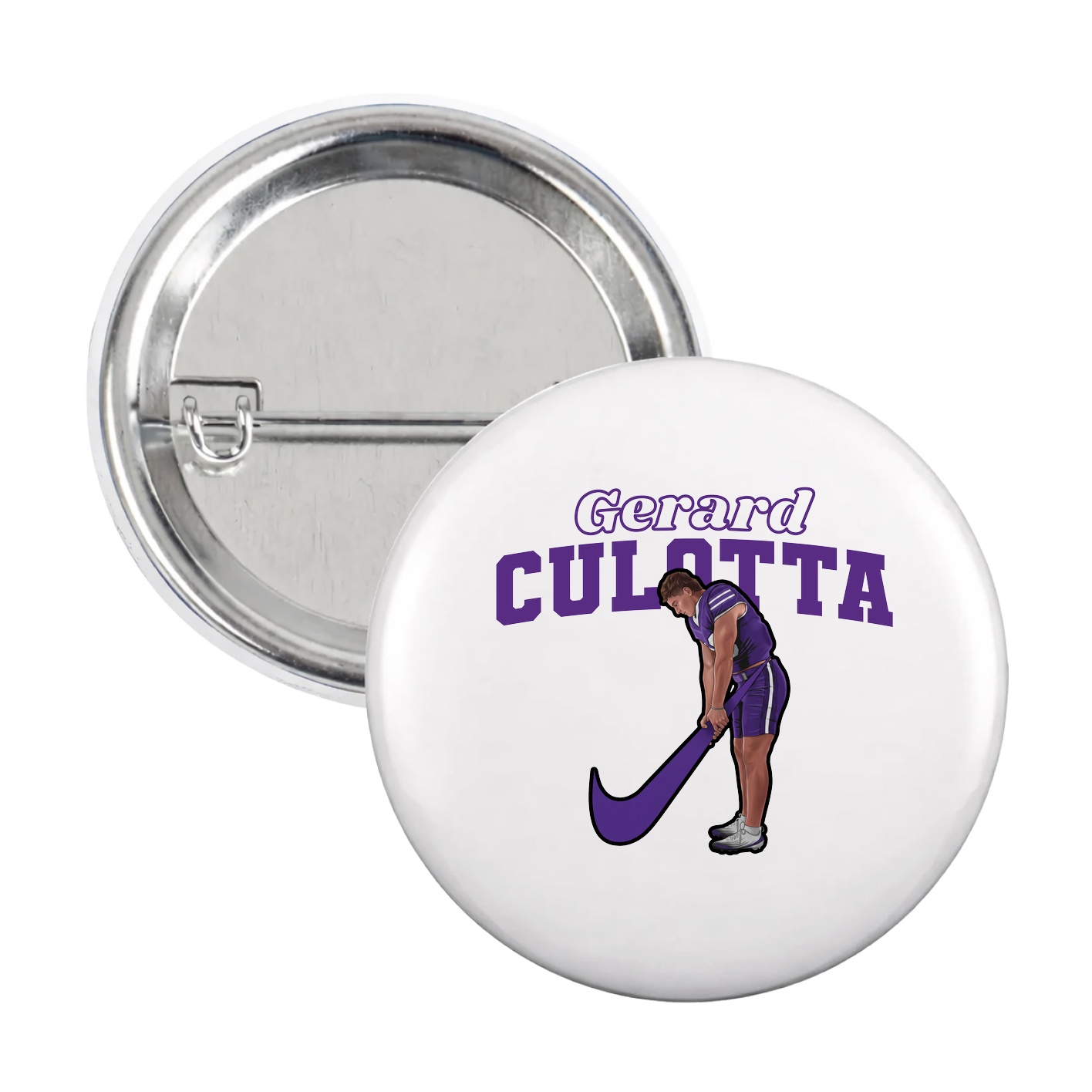 Game Day Button — Name Arch in White