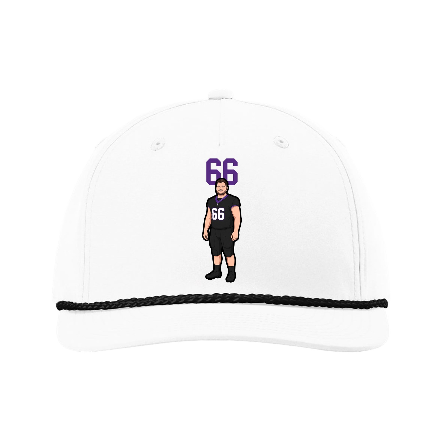 Five-Panel Classic Rope Cap — Number Top in White