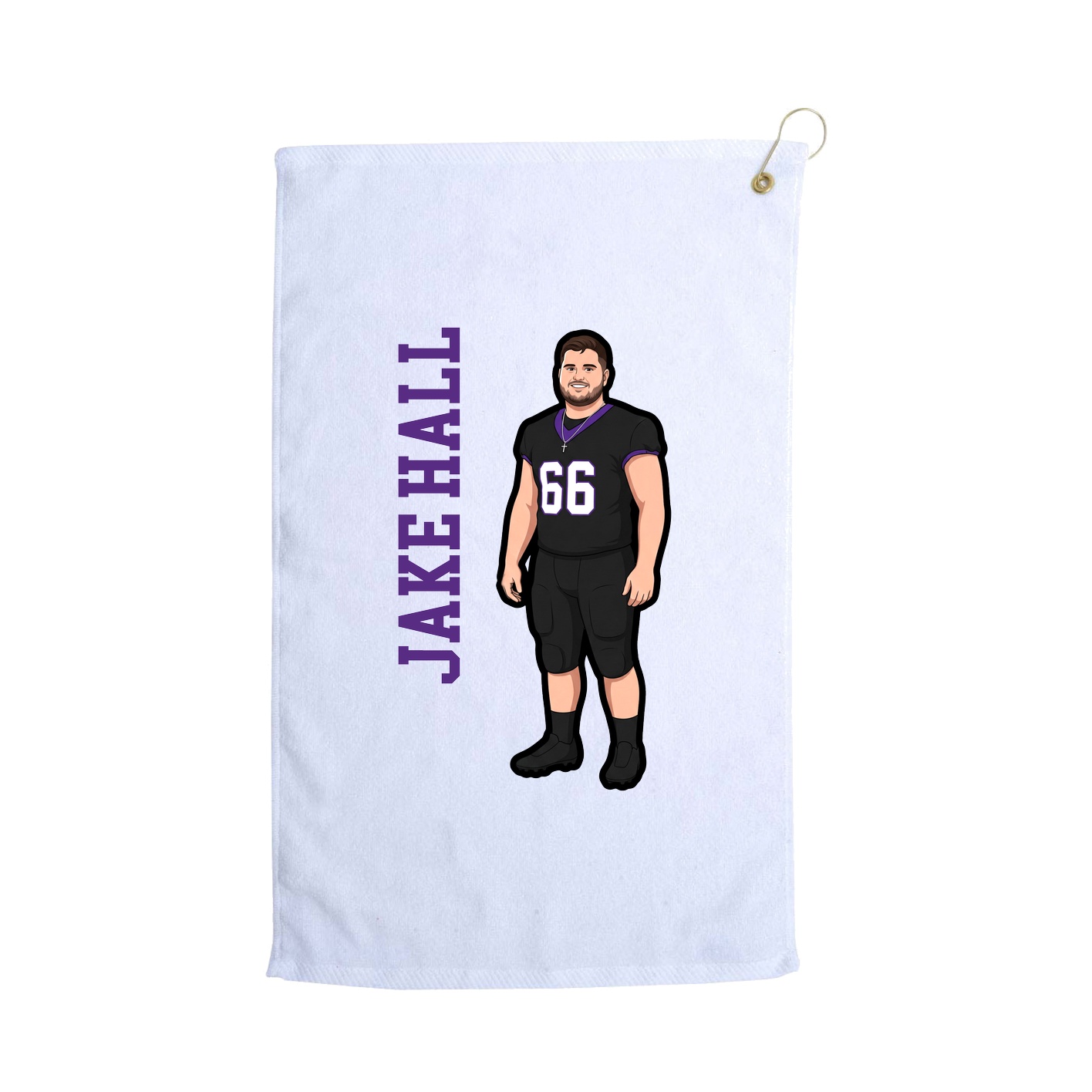 Golf Towel — Name Vertical in White