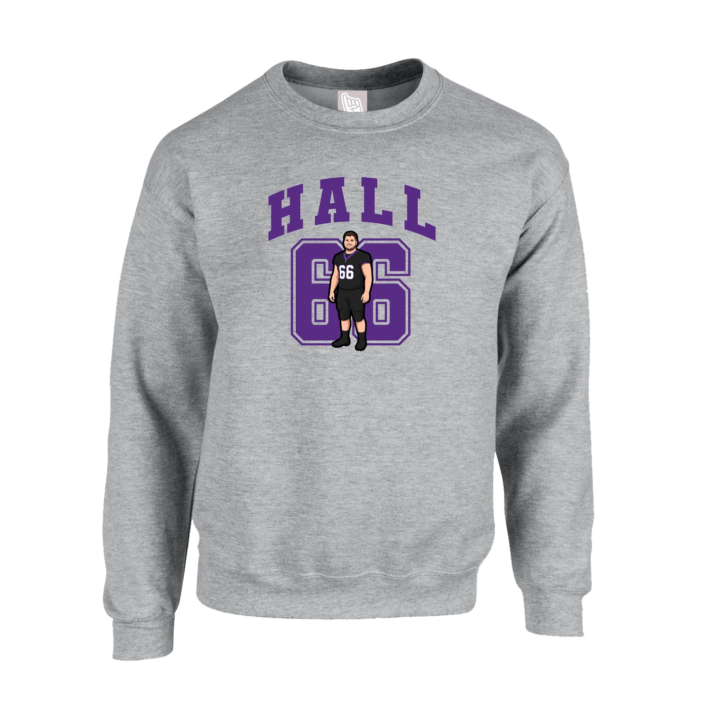 Fleece Crew — Number in Grey