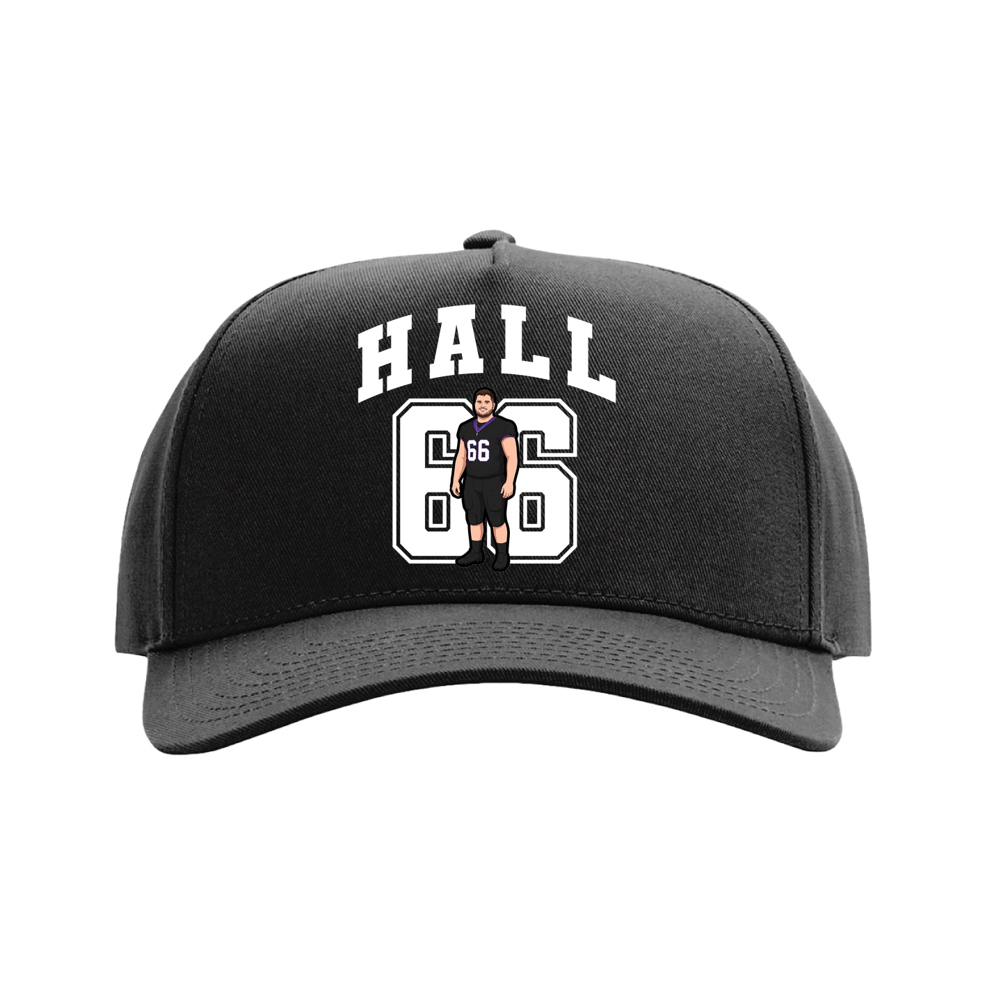 Full Fabric Five-Panel Champ Cap — Number in Black