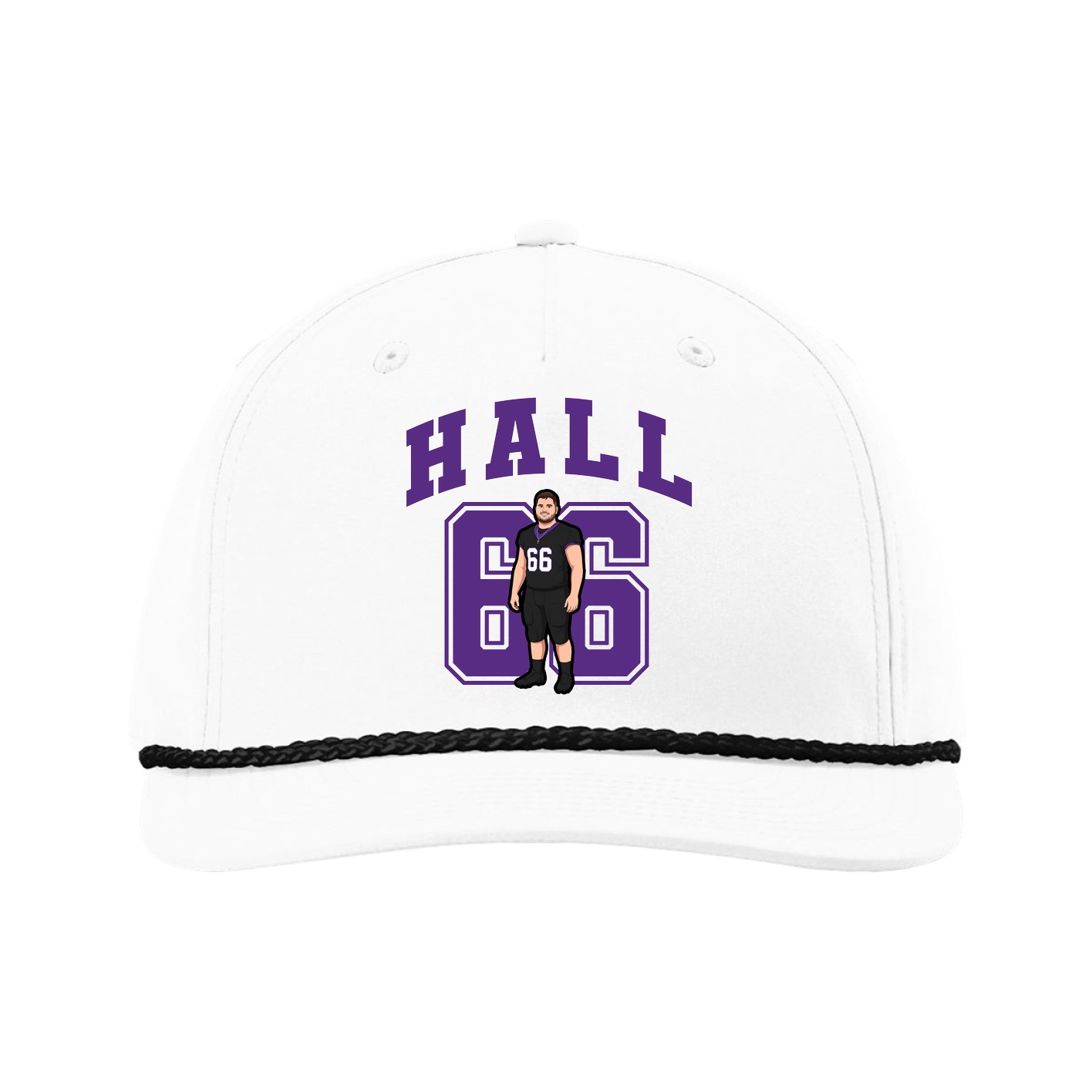 Five-Panel Classic Rope Cap — Number in White
