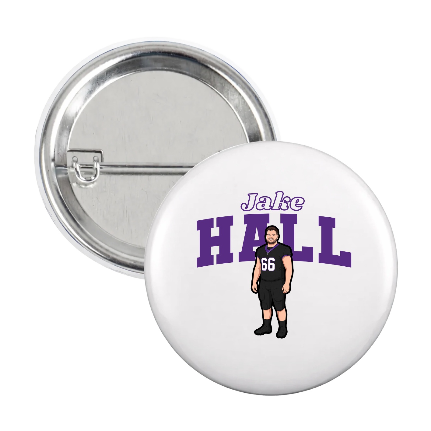 Game Day Button — Name Arch in White