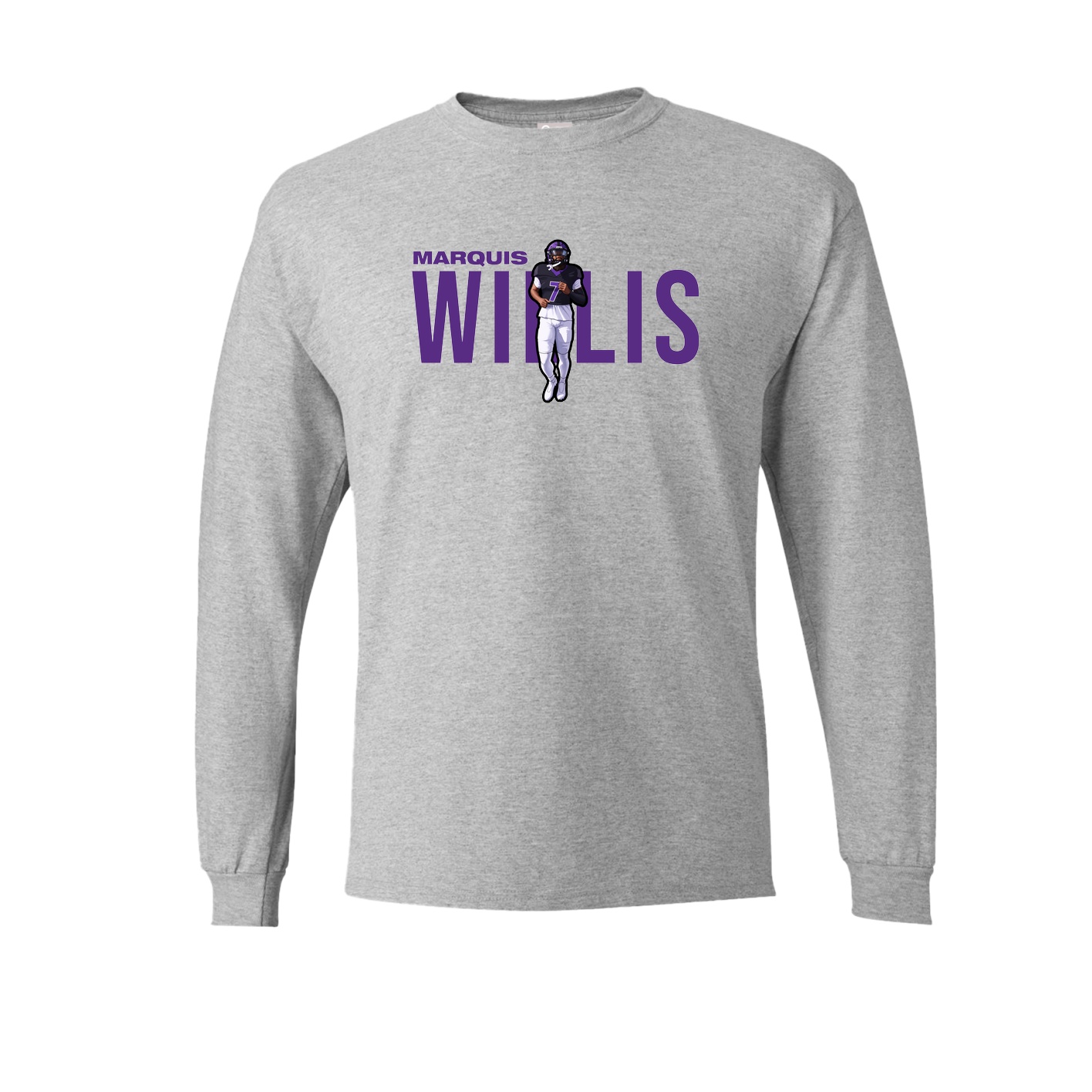 Long Sleeve Tee — Player Name in Grey