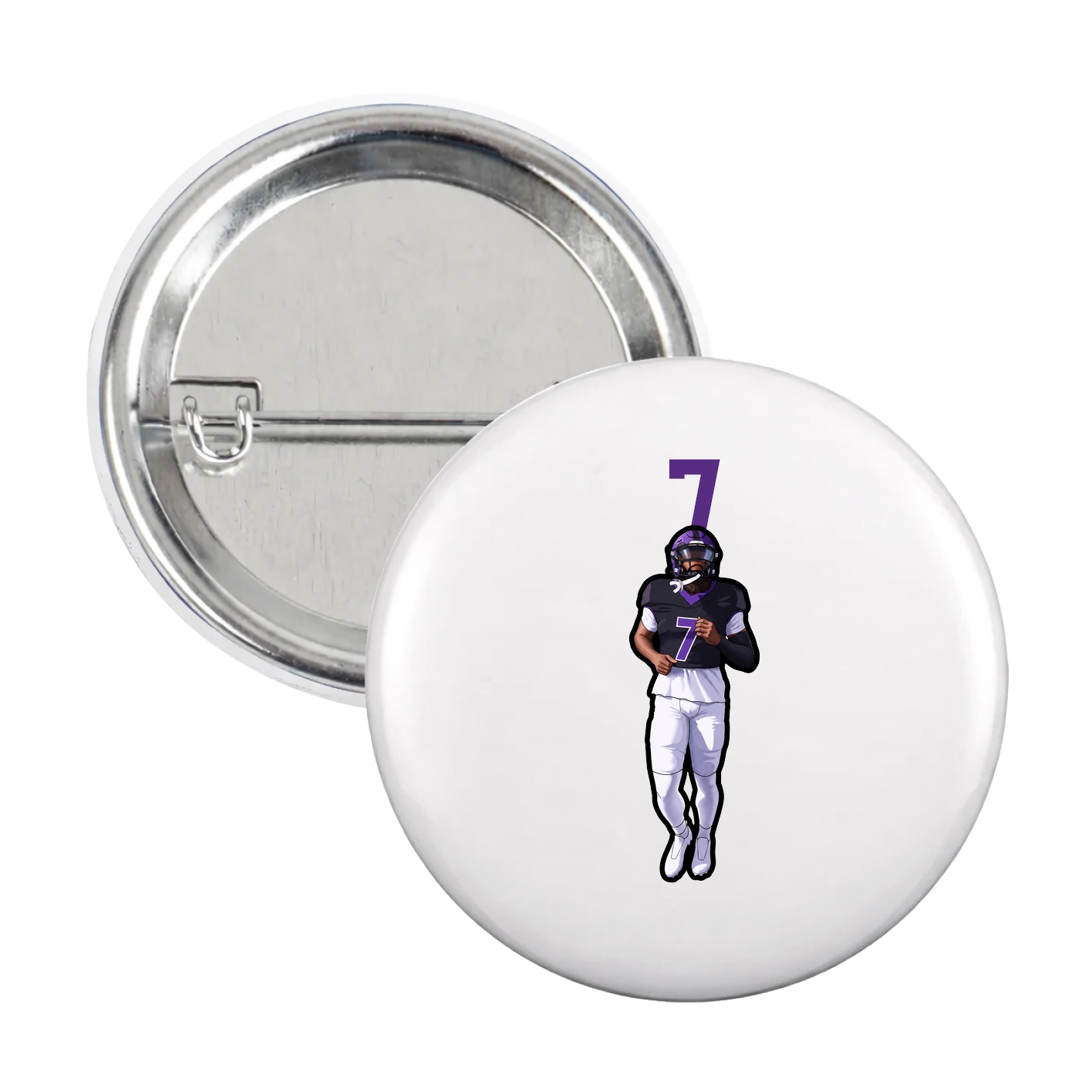 Game Day Button — Number Top in White